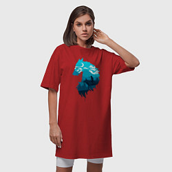 Футболка женская-платье Принцесса Мононоке волчий силуэт, цвет: красный — фото 2