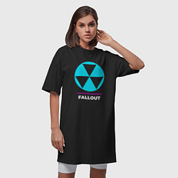 Футболка женская-платье Символ Fallout в неоновых цветах, цвет: черный — фото 2