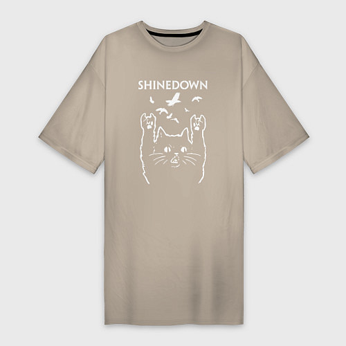 Женская футболка-платье Shinedown Рок кот / Миндальный – фото 1