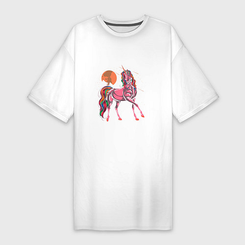 Женская футболка-платье UNICORN HORSE / Белый – фото 1