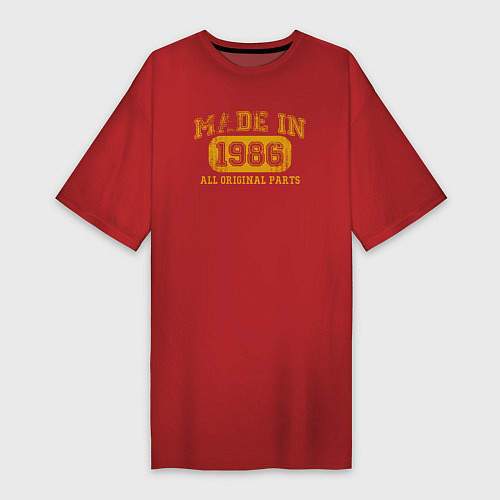 Женская футболка-платье Сделано в 1986 году все детали оригинальные / Красный – фото 1