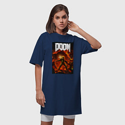 Футболка женская-платье Doom slayer - hell, цвет: тёмно-синий — фото 2