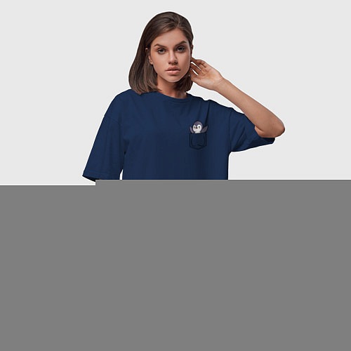 Женская футболка-платье Пингвин в кармашке / Тёмно-синий – фото 3