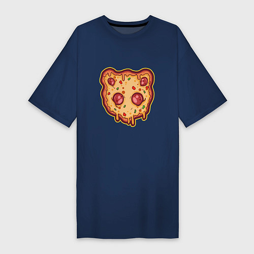 Женская футболка-платье Пицца панда / Тёмно-синий – фото 1