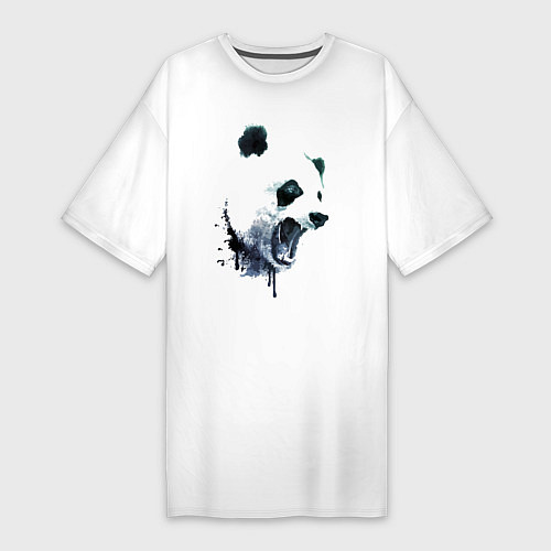 Женская футболка-платье Свирепый панда - ярость / Белый – фото 1