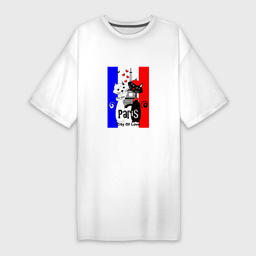 Женская футболка-платье Paris city of love / Белый – фото 1