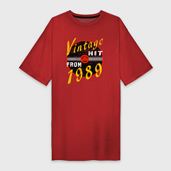 Футболка женская-платье Винтажный хитяра с 1989, цвет: красный
