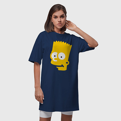 Женская футболка-платье Барт Симпсон - портрет / Тёмно-синий – фото 3