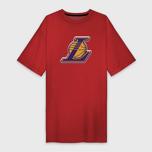 Женская футболка-платье ЛА Лейкерс объемное лого / Красный – фото 1