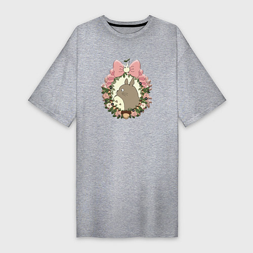 Женская футболка-платье Тоторо с бантиком / Меланж – фото 1