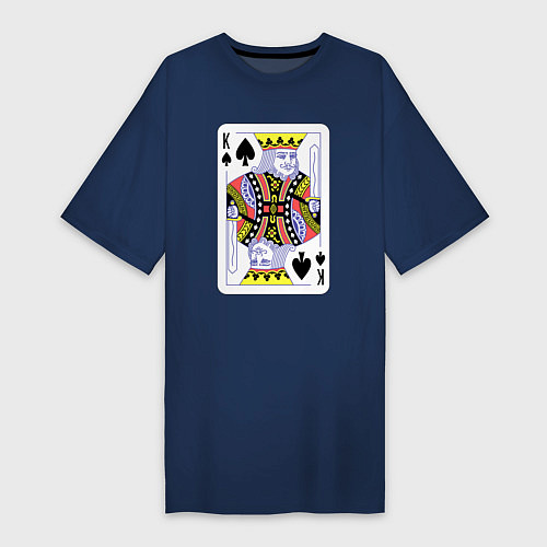 Женская футболка-платье Игральная карта - Король / Тёмно-синий – фото 1