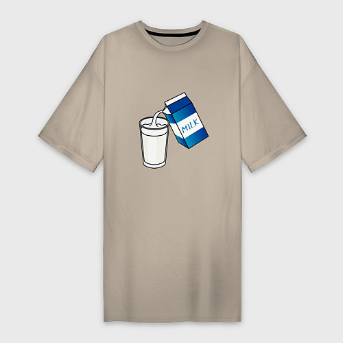 Женская футболка-платье Люблю пить молоко / Миндальный – фото 1