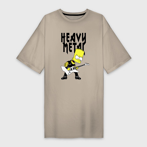 Женская футболка-платье Барт Симпсон - heavy metal / Миндальный – фото 1