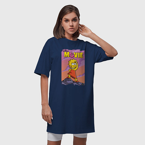 Женская футболка-платье Lisa Simpson смотрит в даль - movie / Тёмно-синий – фото 3