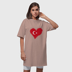 Футболка женская-платье Сердце - Турция, цвет: пыльно-розовый — фото 2