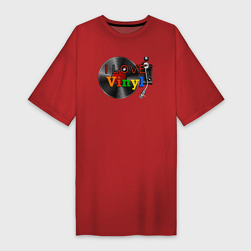 Женская футболка-платье I love vinyl / Красный – фото 1