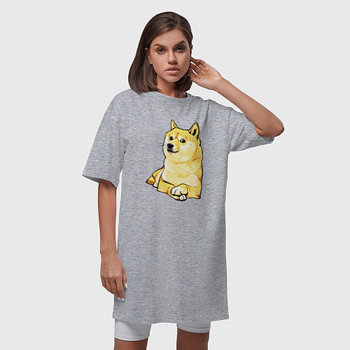 Женская футболка-платье Пёс Доге отдыхает / Меланж – фото 3