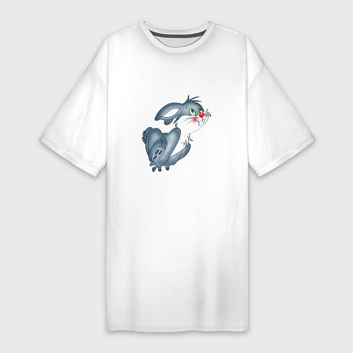 Женская футболка-платье Зайчик побегайчик / Белый – фото 1