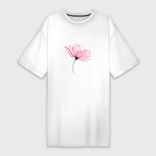 Женская футболка-платье Цветок ласки и нежности / Белый – фото 1