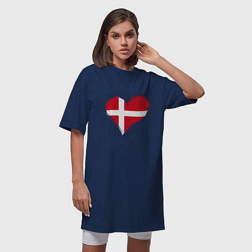 Женская футболка-платье Сердце - Дания / Тёмно-синий – фото 3