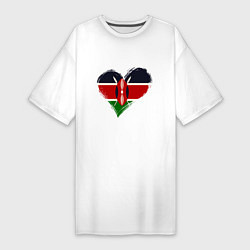 Футболка женская-платье Сердце - Кения, цвет: белый