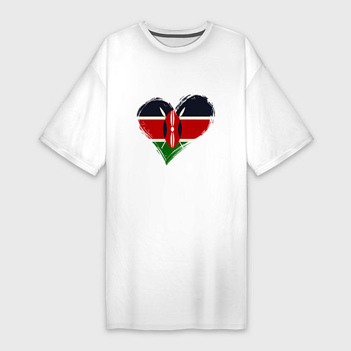 Женская футболка-платье Сердце - Кения / Белый – фото 1