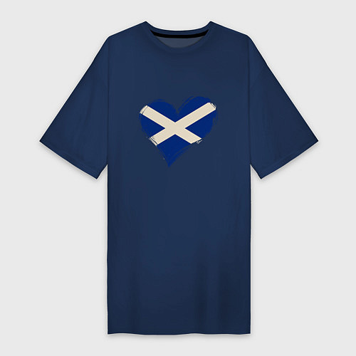 Женская футболка-платье Сердце - Шотландия / Тёмно-синий – фото 1