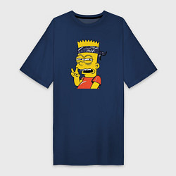 Женская футболка-платье Барт Симпсон - жест двумя пальцами