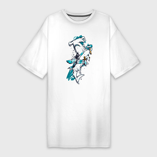 Женская футболка-платье Акула молот пират / Белый – фото 1