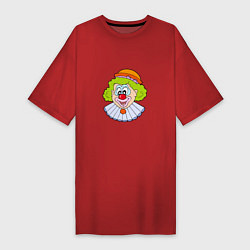 Футболка женская-платье Голова клоуна, цвет: красный