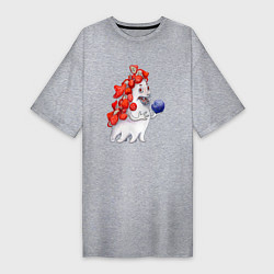 Футболка женская-платье Грибной монстрик, цвет: меланж