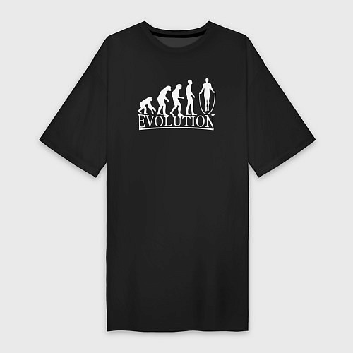 Женская футболка-платье Эволюция - прыжки со скакалкой / Черный – фото 1