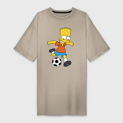 Женская футболка-платье Барт Симпсон бьёт по футбольному мячу