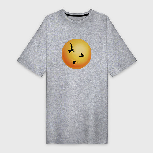 Женская футболка-платье Три птицы на фоне солнца / Меланж – фото 1
