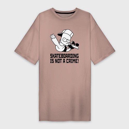 Женская футболка-платье Skateboarding is not a crime! / Пыльно-розовый – фото 1