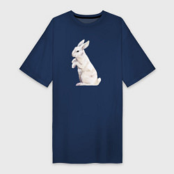 Женская футболка-платье Белый милый кролик