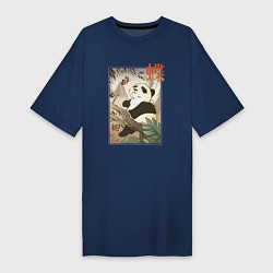 Женская футболка-платье Панда и бабочка - Японская гравюра Укиё Э
