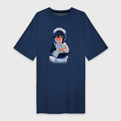 Футболка женская-платье Моя новая горничная очень подозрительна, цвет: тёмно-синий