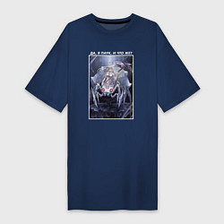 Футболка женская-платье Кумоко в пищере, цвет: тёмно-синий