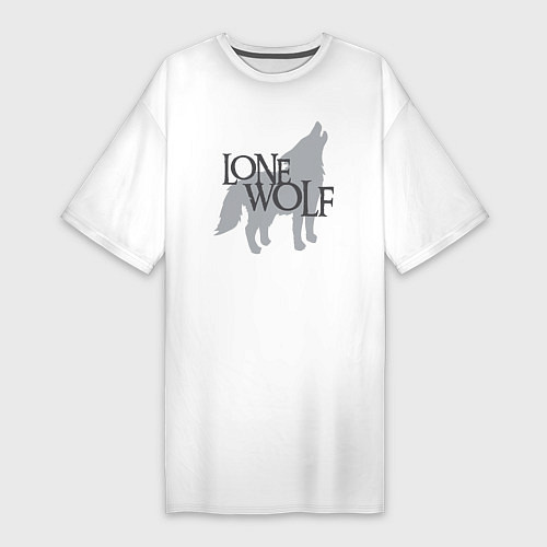 Женская футболка-платье LONE WOLF одинокий волк / Белый – фото 1