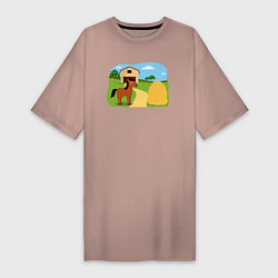 Женская футболка-платье Лошадка на ферме