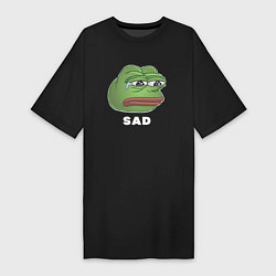 Футболка женская-платье Sad Pepe art, цвет: черный