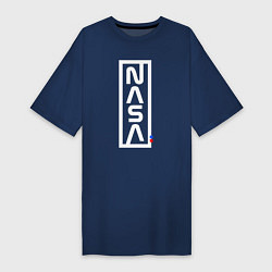 Футболка женская-платье Наса - logo, цвет: тёмно-синий