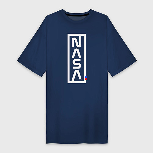 Женская футболка-платье Наса - logo / Тёмно-синий – фото 1