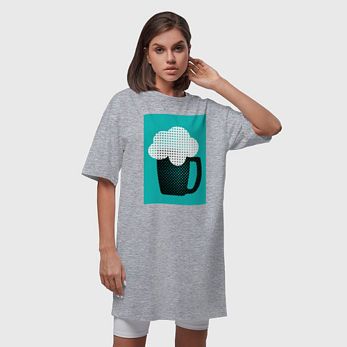 Женская футболка-платье Кружка пива, строгий стиль с polka dots / Меланж – фото 3