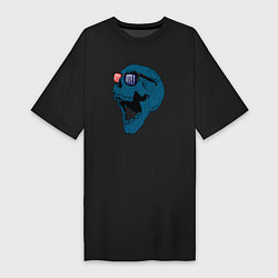 Женская футболка-платье Rock and roll blue skull