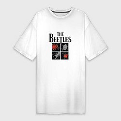 Футболка женская-платье The Beatles - Жуки, цвет: белый