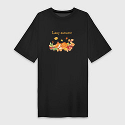 Футболка женская-платье Lazy autumn with a fox, цвет: черный