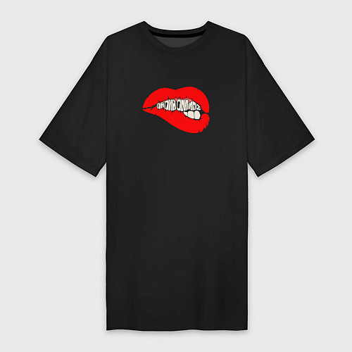 Женская футболка-платье Папин Олимпос губы / Черный – фото 1