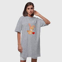 Футболка женская-платье Кролик с сердечком, цвет: меланж — фото 2